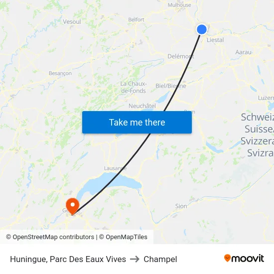 Huningue, Parc Des Eaux Vives to Champel map