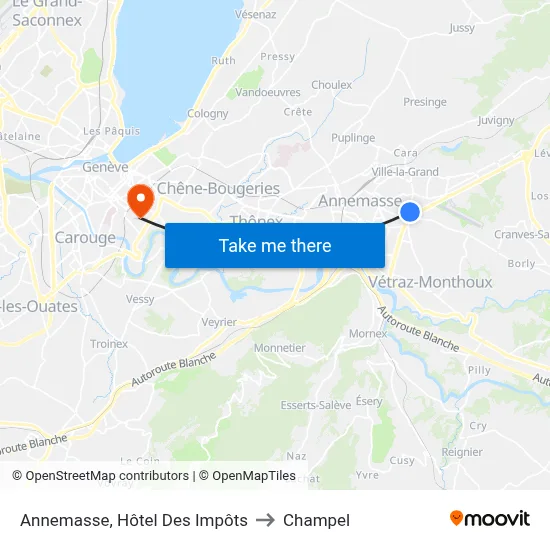 Annemasse, Hôtel Des Impôts to Champel map