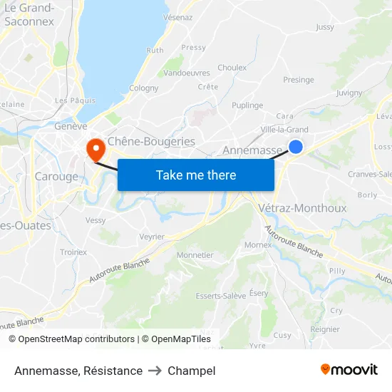 Annemasse, Résistance to Champel map
