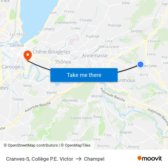 Cranves-S, Collège P.E. Victor to Champel map