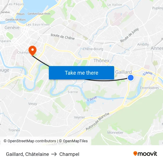 Gaillard, Châtelaine to Champel map