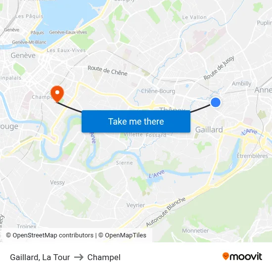 Gaillard, La Tour to Champel map