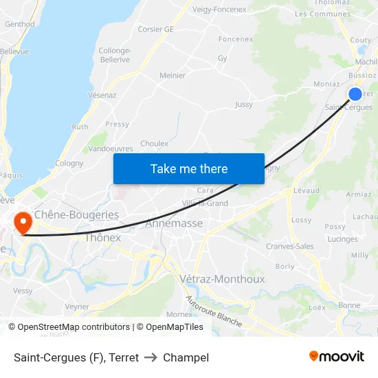 Saint-Cergues (F), Terret to Champel map