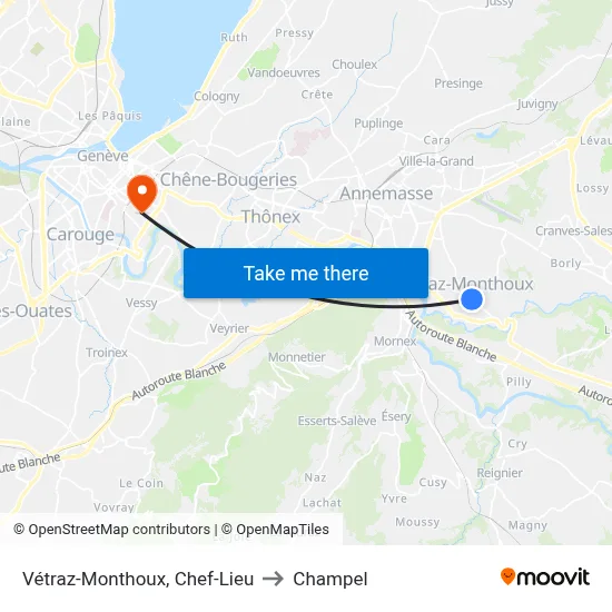 Vétraz-Monthoux, Chef-Lieu to Champel map