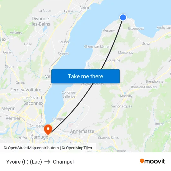 Yvoire (F) (Lac) to Champel map