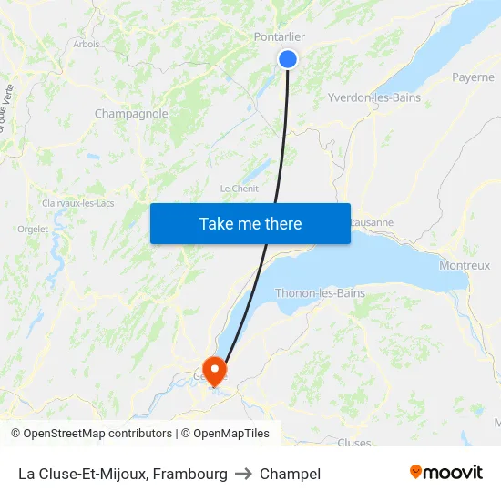 La Cluse-Et-Mijoux, Frambourg to Champel map