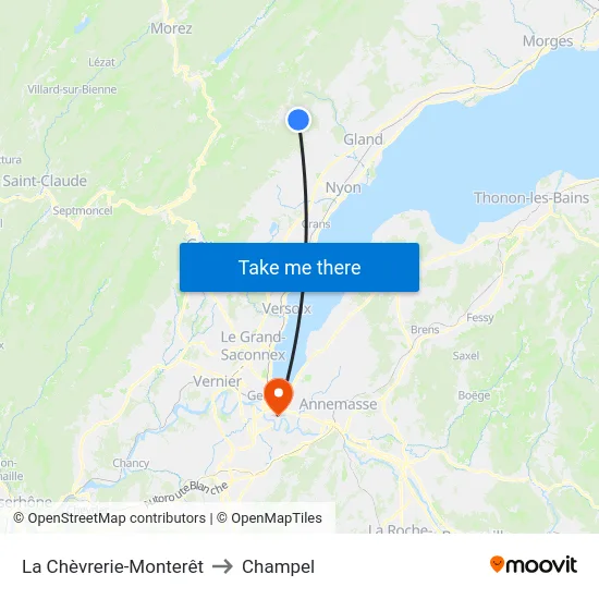 La Chèvrerie-Monterêt to Champel map