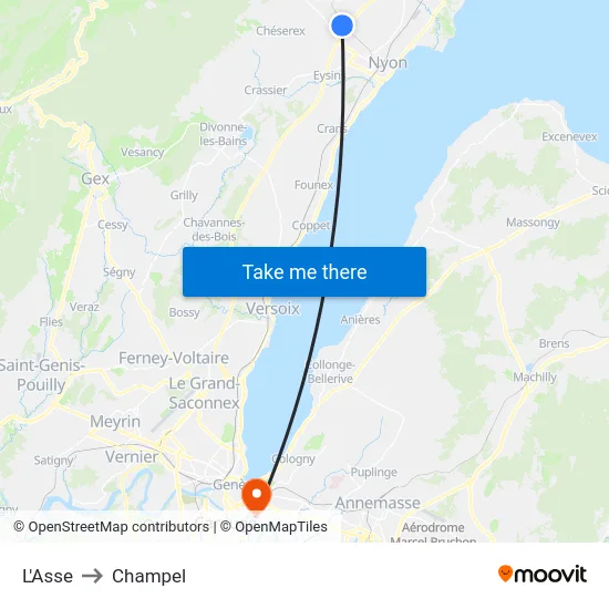 L'Asse to Champel map