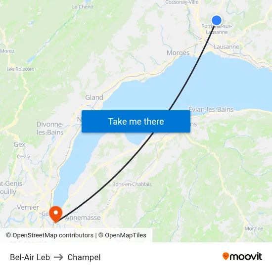 Bel-Air Leb to Champel map