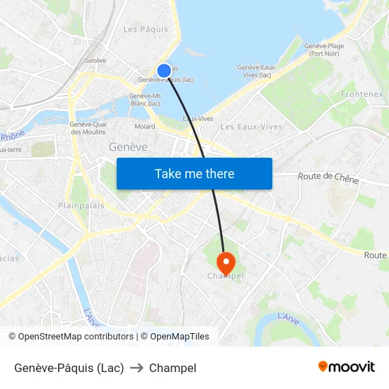 Genève-Pâquis (Lac) to Champel map