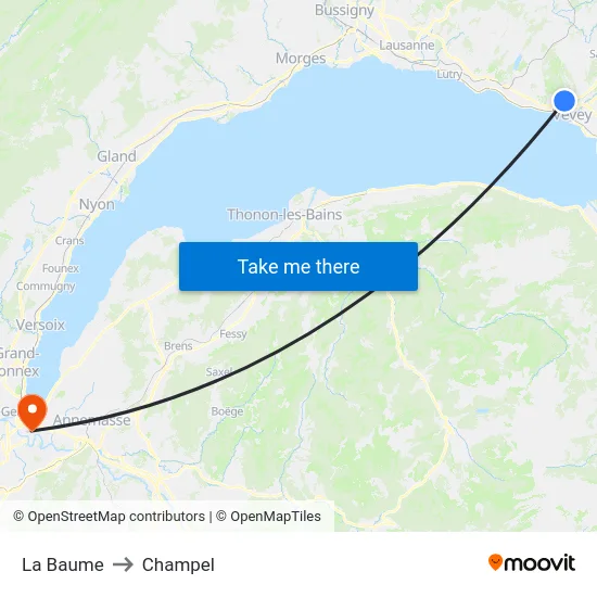 La Baume to Champel map