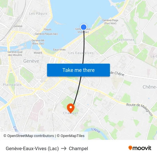 Genève-Eaux-Vives (Lac) to Champel map