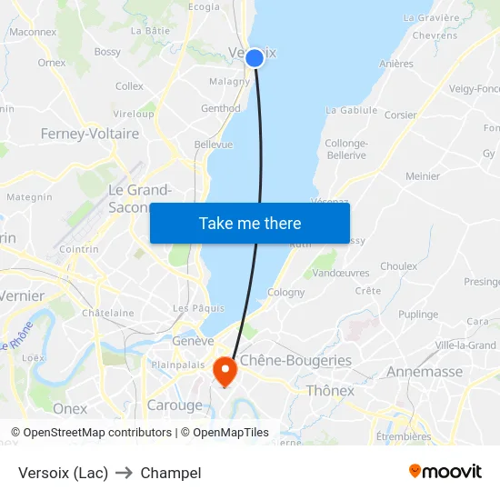 Versoix (Lac) to Champel map