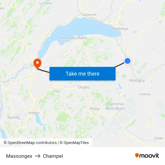 Massongex to Champel map