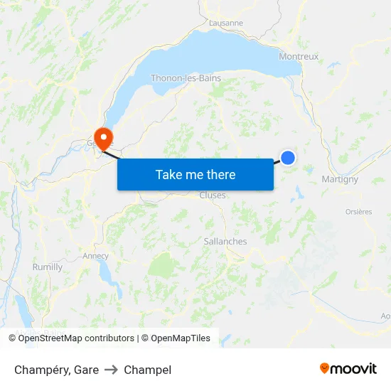 Champéry, Gare to Champel map