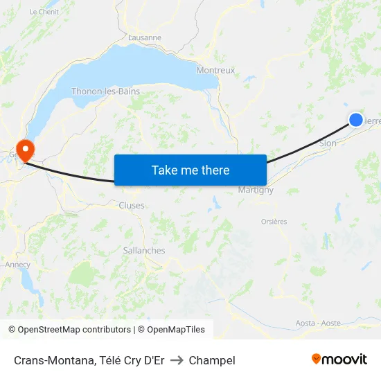 Crans-Montana, Télé Cry D'Er to Champel map