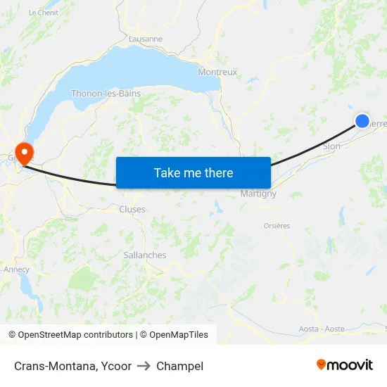 Crans-Montana, Ycoor to Champel map