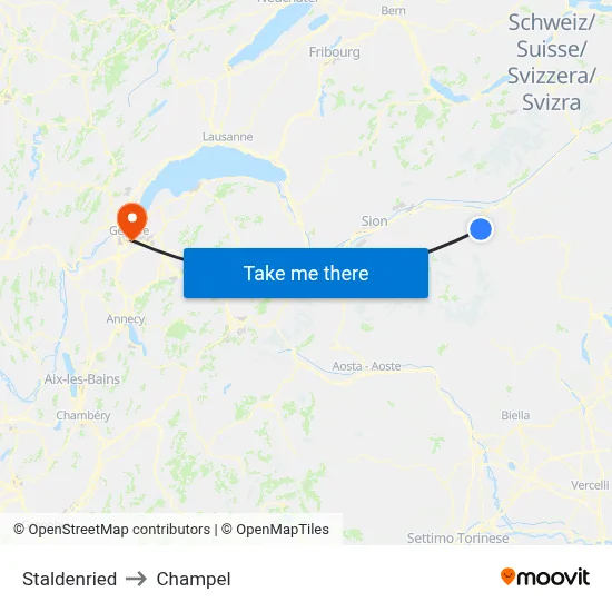 Staldenried to Champel map