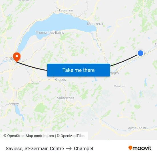 Savièse, St-Germain Centre to Champel map