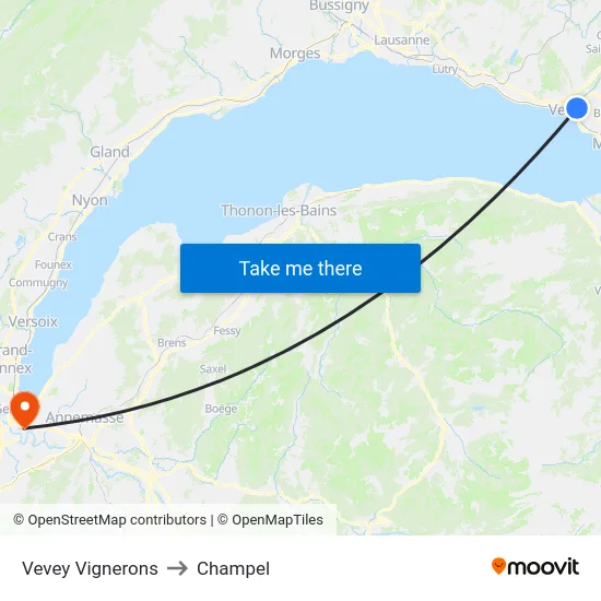 Vevey Vignerons to Champel map