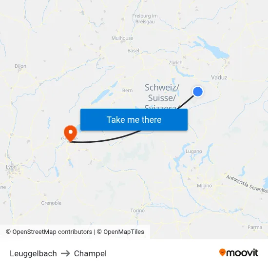 Leuggelbach to Champel map