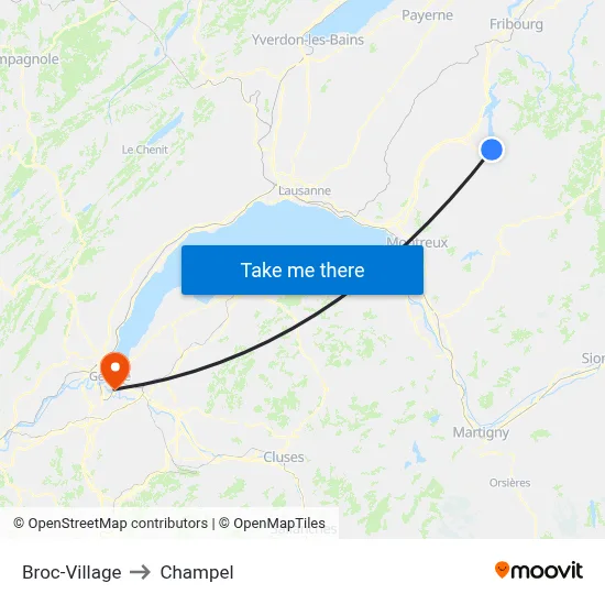 Broc-Village to Champel map