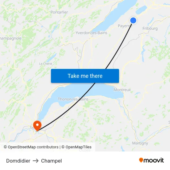 Domdidier to Champel map