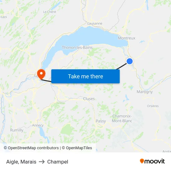 Aigle, Marais to Champel map