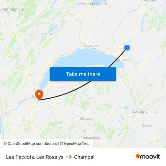 Les Paccots, Les Rosalys to Champel map