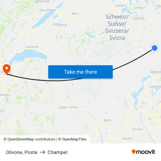 Olivone, Posta to Champel map