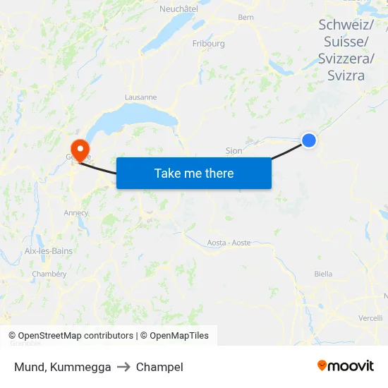 Mund, Kummegga to Champel map