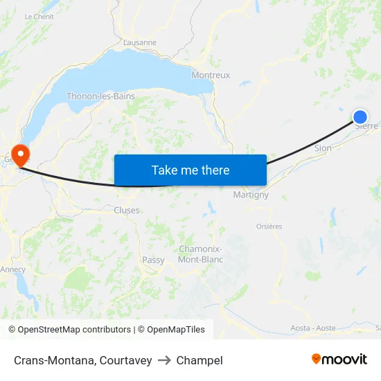 Crans-Montana, Courtavey to Champel map