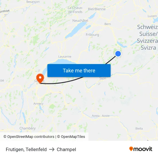Frutigen, Tellenfeld to Champel map