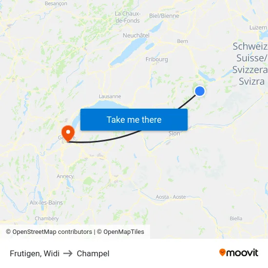 Frutigen, Widi to Champel map