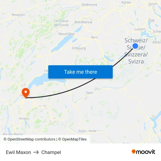 Ewil Maxon to Champel map