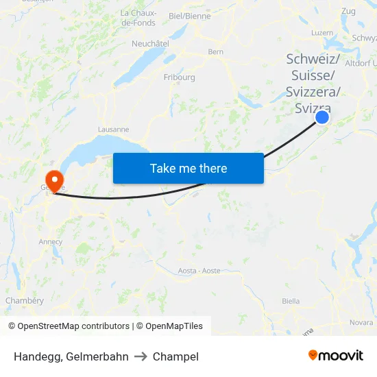Handegg, Gelmerbahn to Champel map