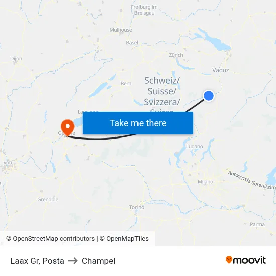 Laax Gr, Posta to Champel map