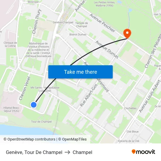 Genève, Tour De Champel to Champel map