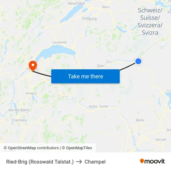 Ried-Brig (Rosswald Talstat.) to Champel map