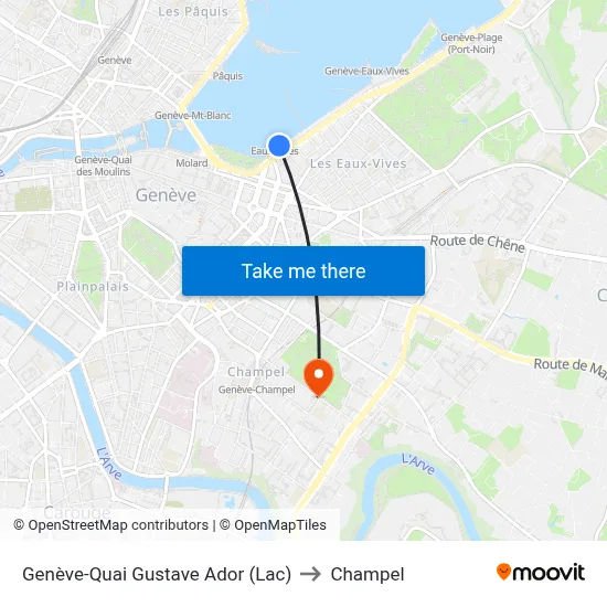 Genève-Quai Gustave Ador (Lac) to Champel map
