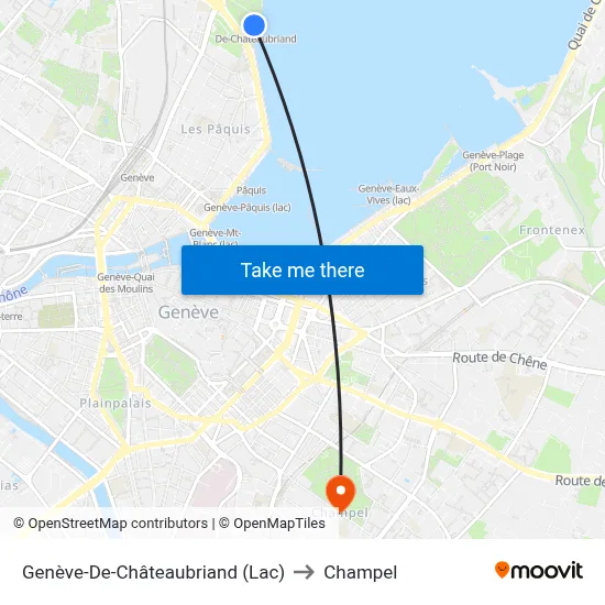 Genève-De-Châteaubriand (Lac) to Champel map