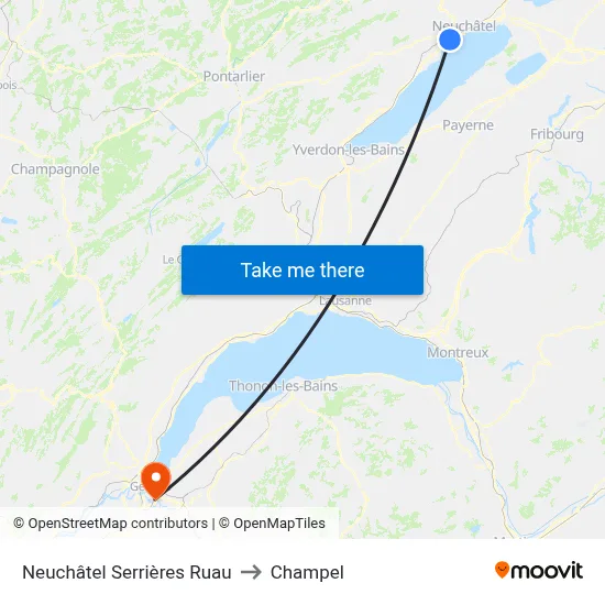 Neuchâtel Serrières Ruau to Champel map