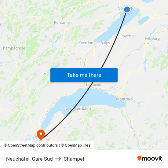 Neuchâtel, Gare Sud to Champel map