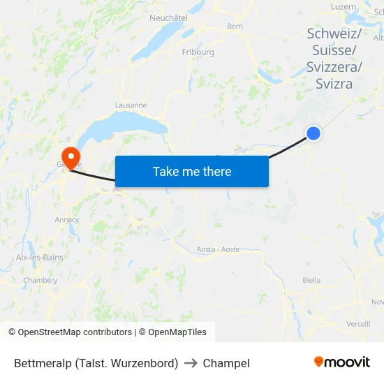 Bettmeralp (Talst. Wurzenbord) to Champel map