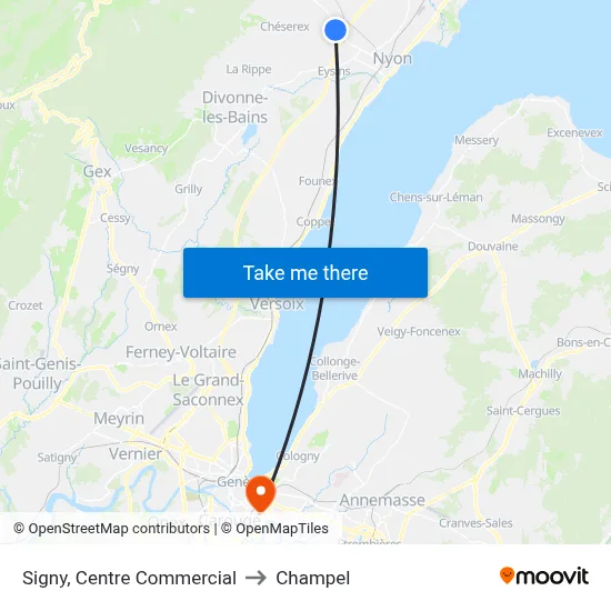 Signy, Centre Commercial to Champel map