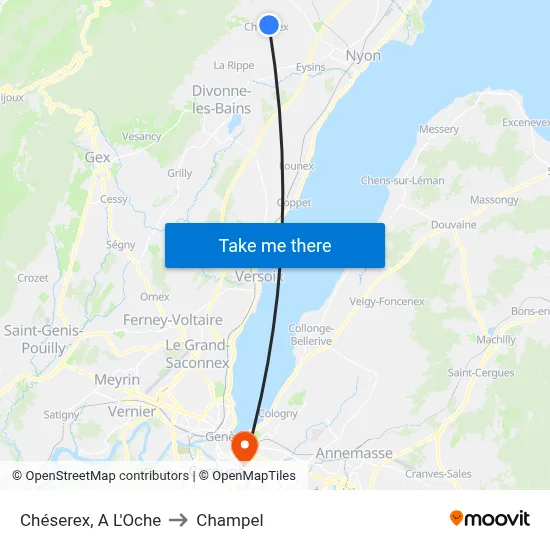 Chéserex, A L'Oche to Champel map
