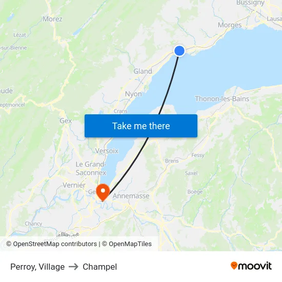 Perroy, Village to Champel map
