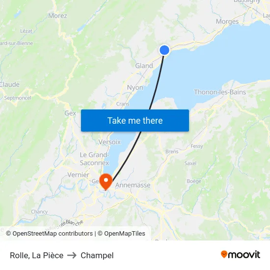 Rolle, La Pièce to Champel map