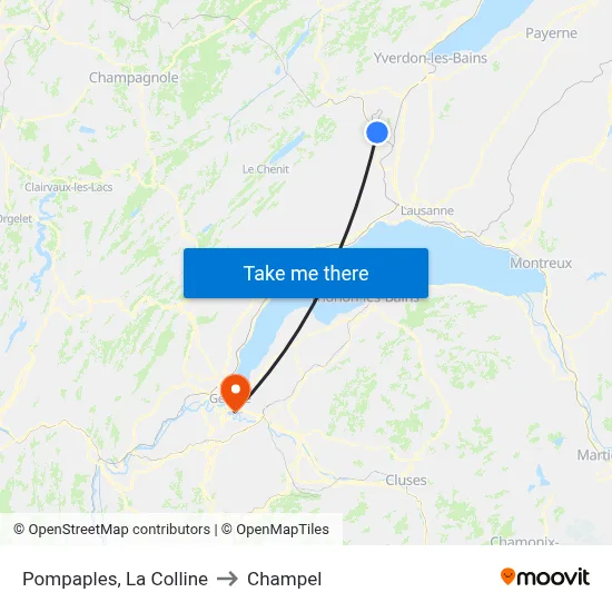 Pompaples, La Colline to Champel map