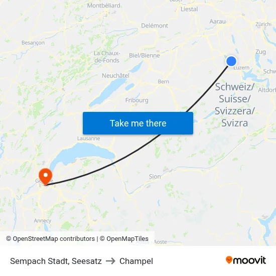 Sempach Stadt, Seesatz to Champel map